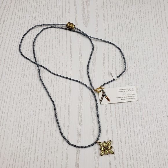 Linda Levinson Beaded Crystal Necklace Flower Blue - Picture 6 of 7